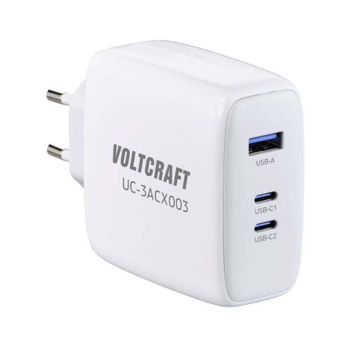VOLTCRAFT 1xUSB-A + 2xUSB-C hálózati töltő adapter fehér (VC-13079915) (VC-13079915)