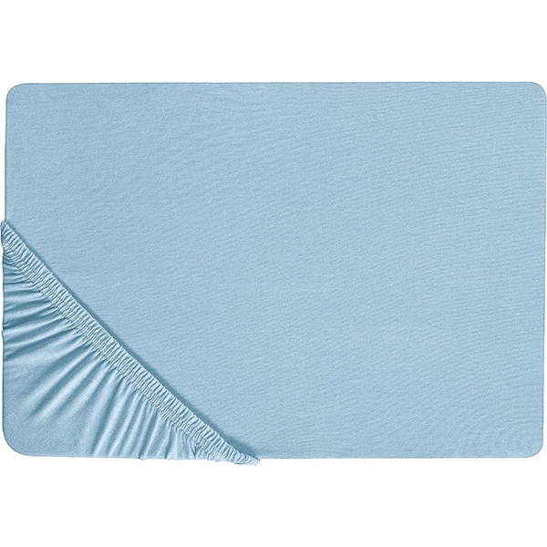 Sábana De Algodón Azul Estampado Liso Clásico Ribete Elástico 140 X 200 Cm Dormitorio Hofuf - Azul