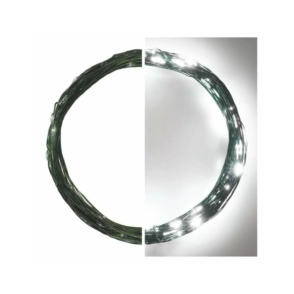 EMOS LED karácsonyi nano fényfüzér 7.5m IP44 időzítős zöld kábel hidegfehér (D3AC04) (D3AC04)