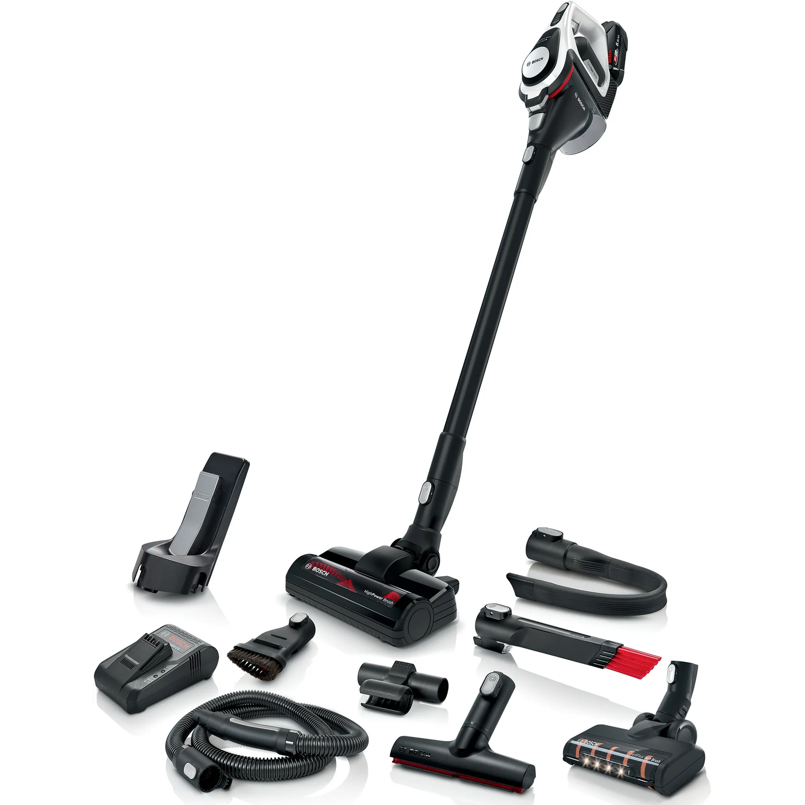Bosch Serie 8 BSS825ALL tyčový vysávač a elektrická metla Batérie Suchý Bezvreckové Čierna, Biela 5 Ah (BSS825ALL)