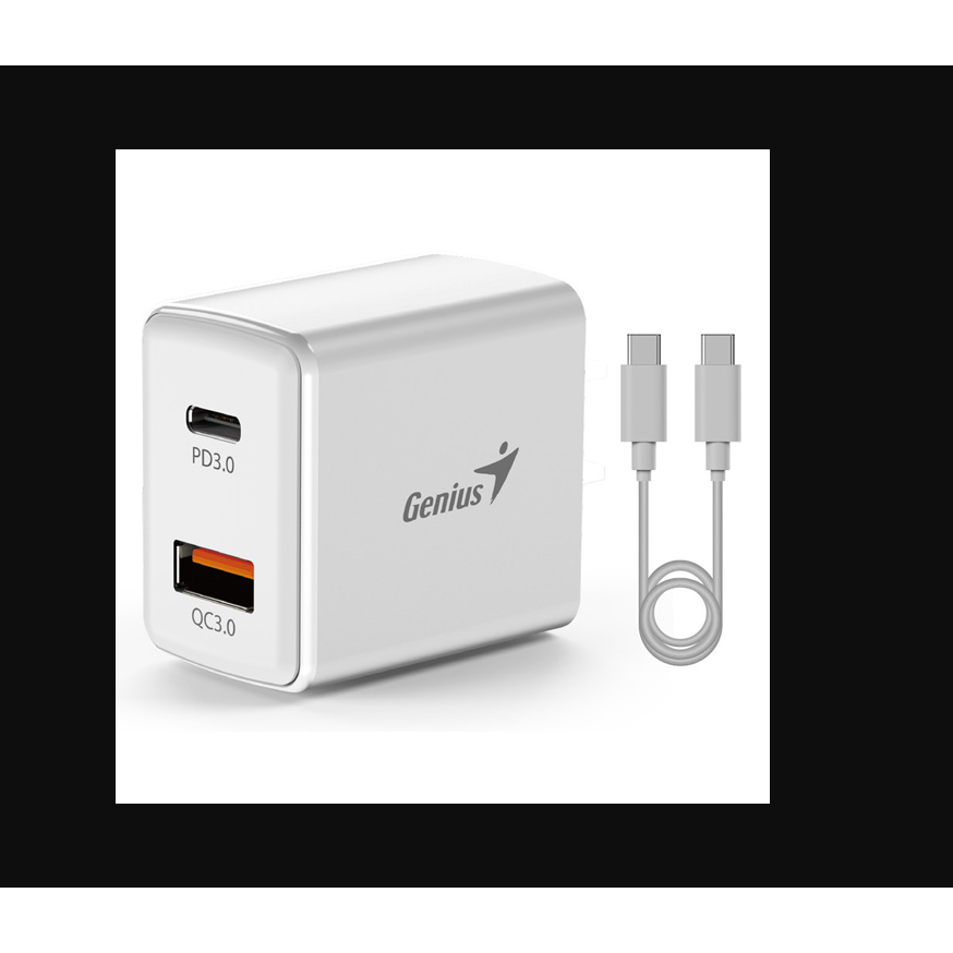 Genius PD-20ACP USB-A / USB-C Hálózati töltő - Fehér (20W) (32590009400)