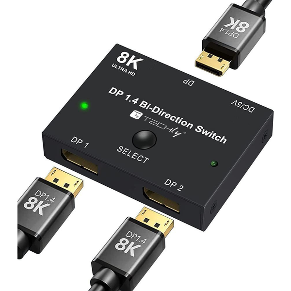 Techly IDATA-DP-2DP-8KT video-switch DisplayPort