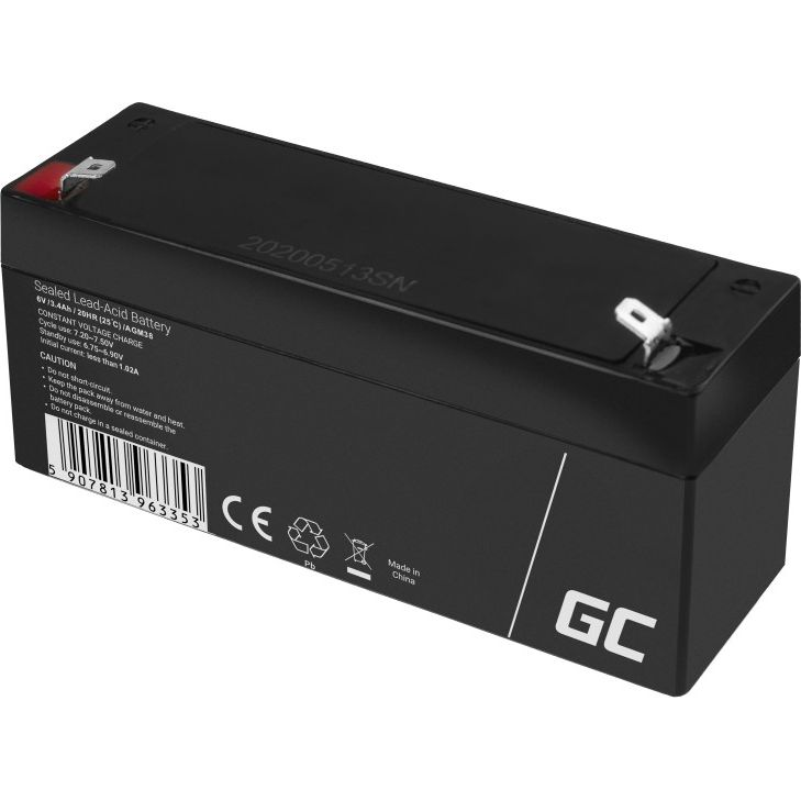 Green Cell AGM38 UPS akkumulátor Zárt savas ólom (VRLA) 6 V 3,4 Ah (AGM38)