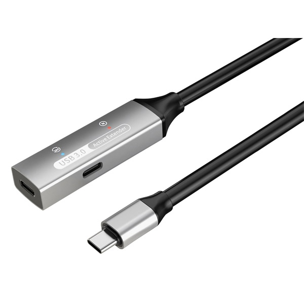PREMIUMCORD Aktív Kábel USB-C 3.2 Gen1, hosszabbító, repeater, C - C, M/F, 15m, fekete (KU31REP15AL)