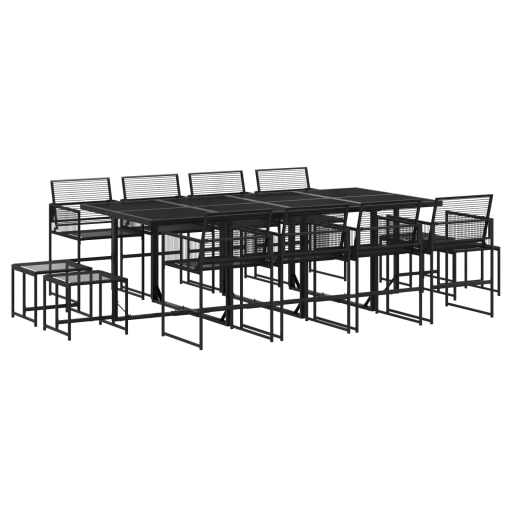 13 részes fekete polyrattan kerti étkezőgarnitúra (3295045)
