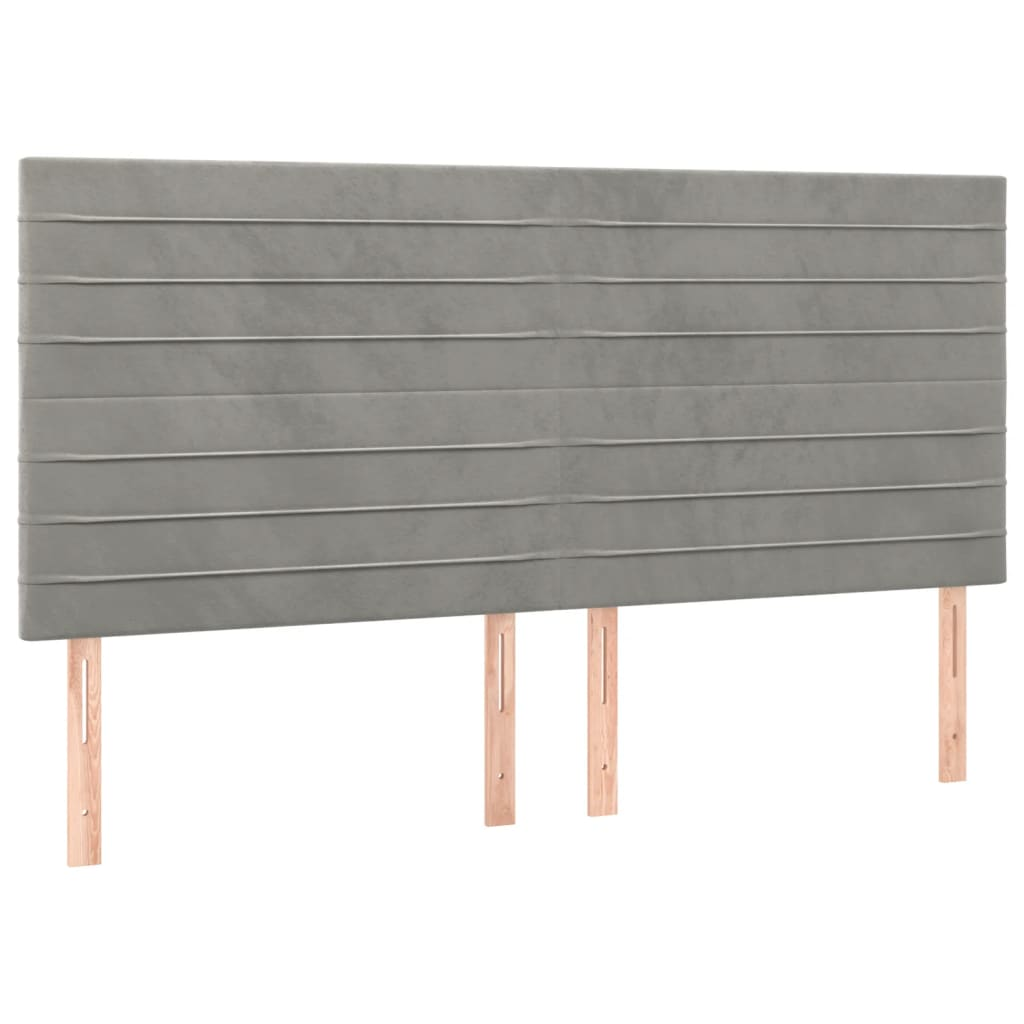 4 db világosszürke bársony fejtámla 90x5x78/88 cm (3116532)
