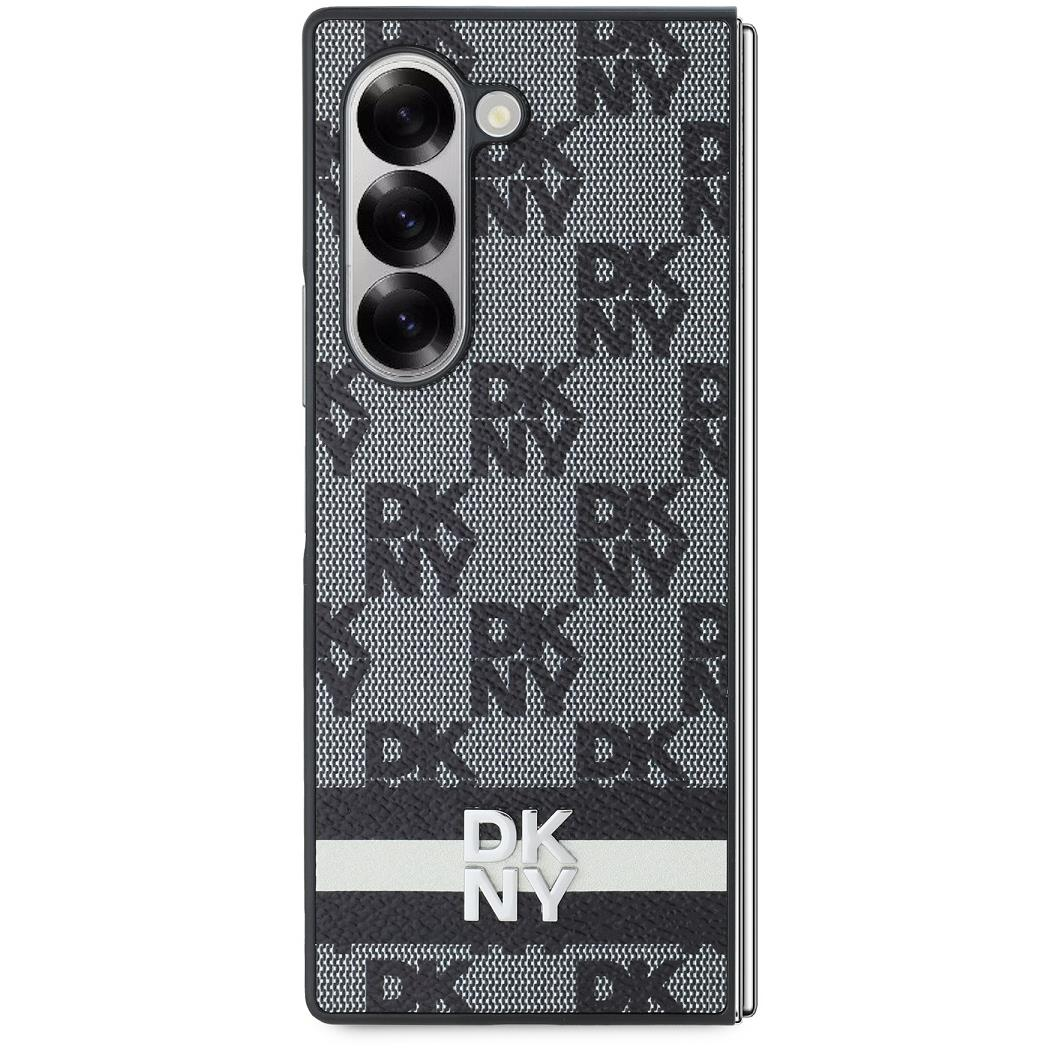 DKNY PU Leather Checkered Pattern and Stripe Samsung Galaxy Z Fold6 Black tok (DKHCZFD6PCPTSSK)