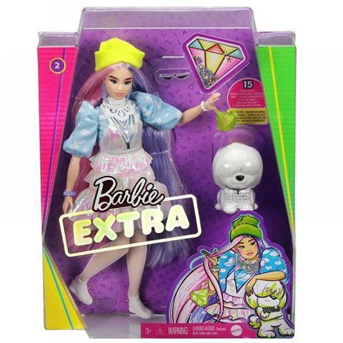 Barbie Extra Doll #2 in Shimmery Look with Pet Puppy
