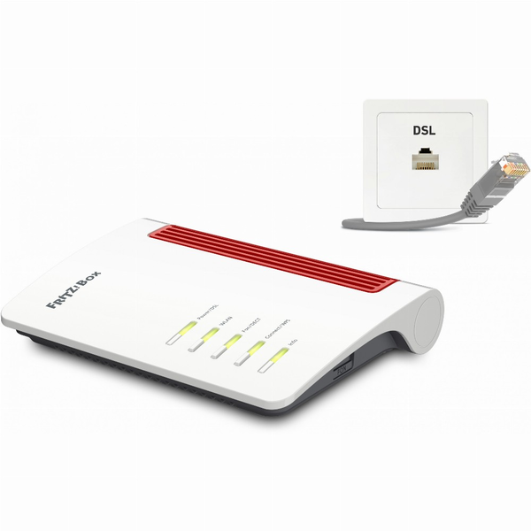 FRITZ!Box 7530 AX trådløs router Gigabit Ethernet Dual-band (2,4 GHz / 5 GHz) Grå, Rød, Hvid