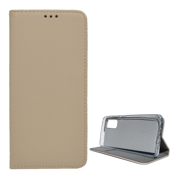 Tok álló, bőr hatású (FLIP, oldalra nyíló, asztali tartó funkció, rombusz minta) ARANY [Samsung Galaxy S20 5G (SM-G981U)] (5996457942589)