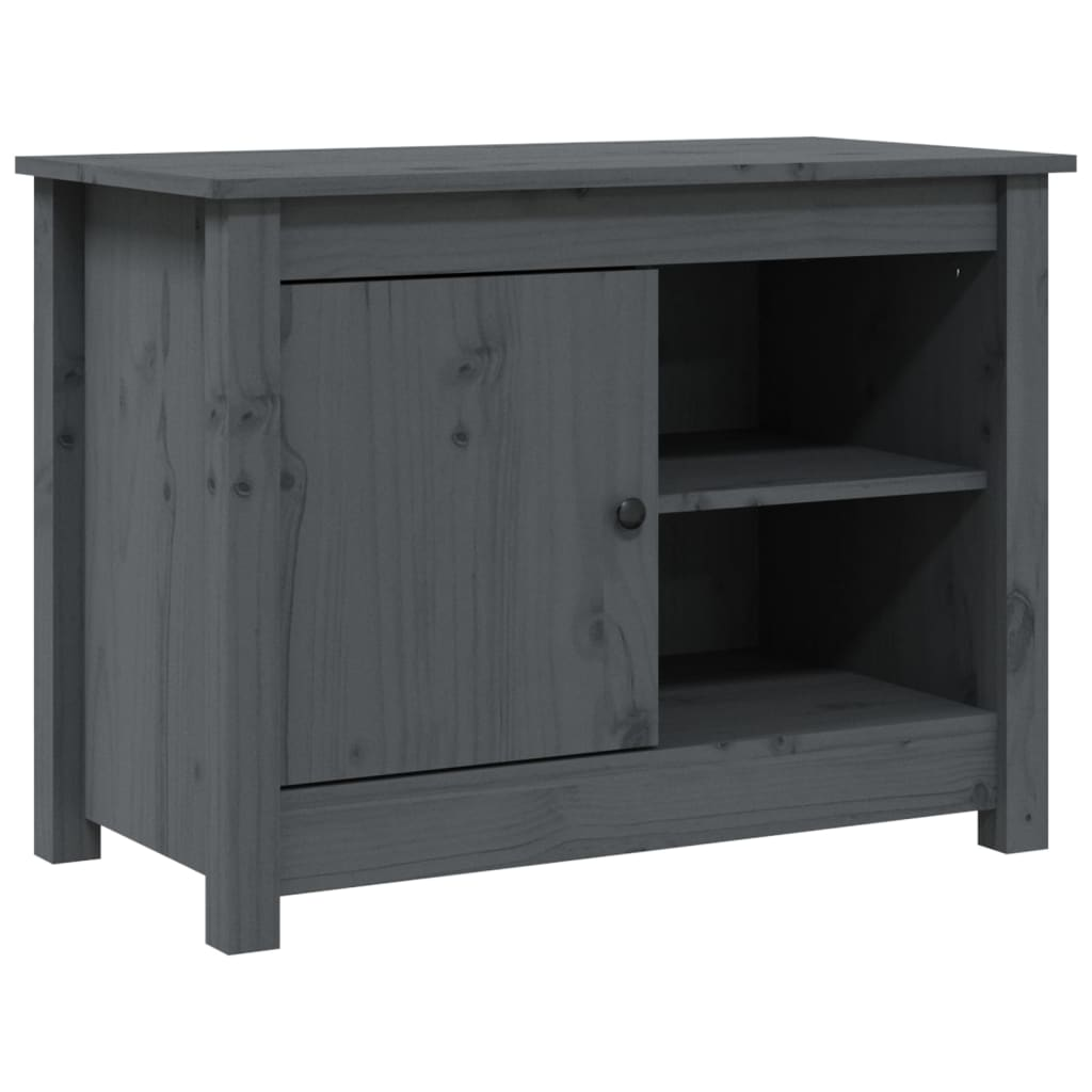 szürke tömör fenyőfa TV-szekrény 70 x 36,5 x 52 cm (814581)