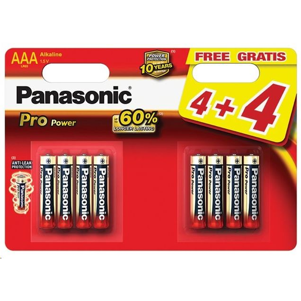 Panasonic 1.5V Alkáli AAA ceruza elem Pro power (8db / csomag)  (LR03PPG/8BW)