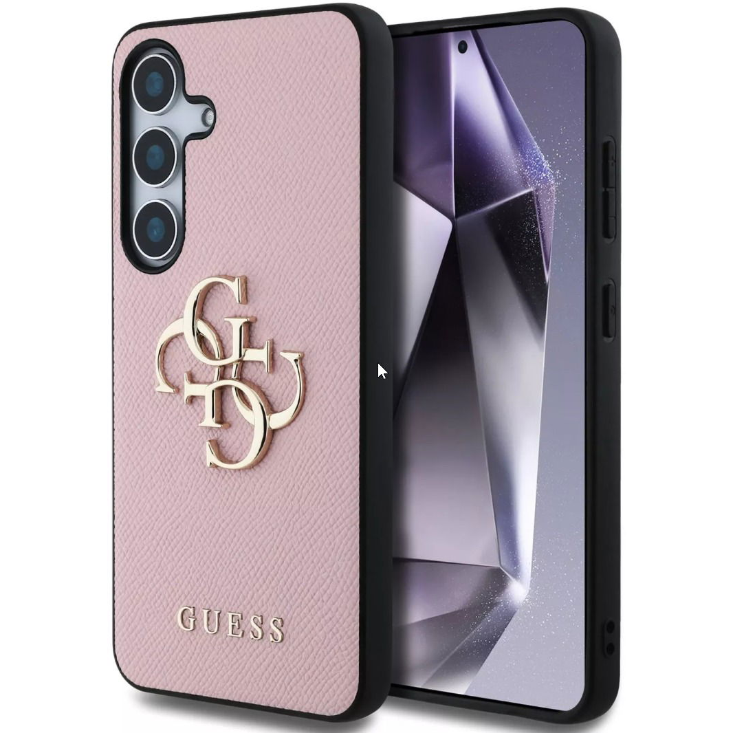 Guess PU Grained 4G Metal Logo Samsung Galaxy S25 rózsaszín tok (GUHCS25SPGT4MBP)