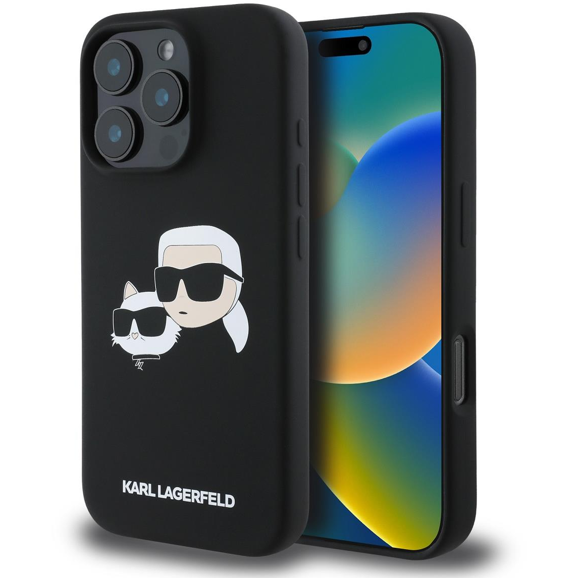 Karl Lagerfeld Liquid Silicone Double Heads MagSafe iPhone 16 Pro Black tok (KLHMP16LSKCHPPLK)