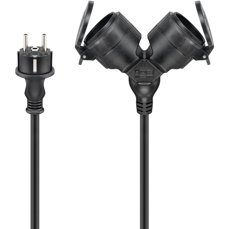 Goobay 65435 2 aljzatos Kültéri Hálózati Hosszabbító 10m - Fekete (65435)