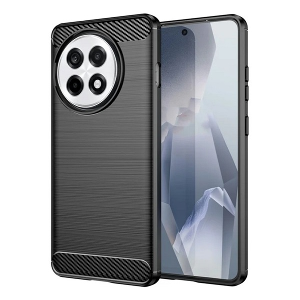 Szilikon telefonvédő (ütésállóság, légpárnás sarok, szálcsiszolt, karbon minta) FEKETE OnePlus 13R 5G "Gigapack csomagolás" (GP-168058)