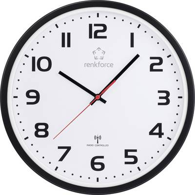 Renkforce Rádiójel vezérlésű Falióra 32 cm x 45.5 mm Fehér/fekete (RF-6826036)