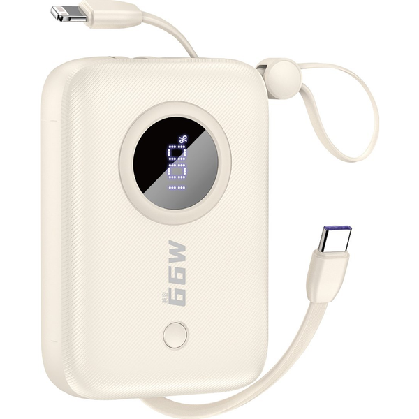 Dudao K14 Power Bank 10000mAh Cablu integrat Bej
