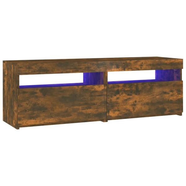 Comodă TV cu lumini LED, stejar fumuriu, 120x35x40 cm