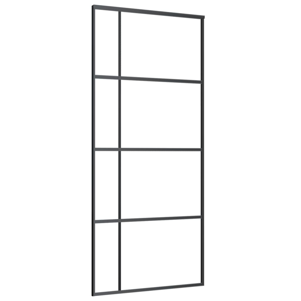 fekete ESG üveg és alumínium tolóajtó 90 x 205 cm (151682)