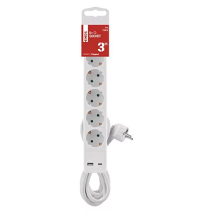 Emos P1523CU 220V 1x USB-A / 1x USB-C Hálózati elosztó 5 aljzatos 3m - Fehér