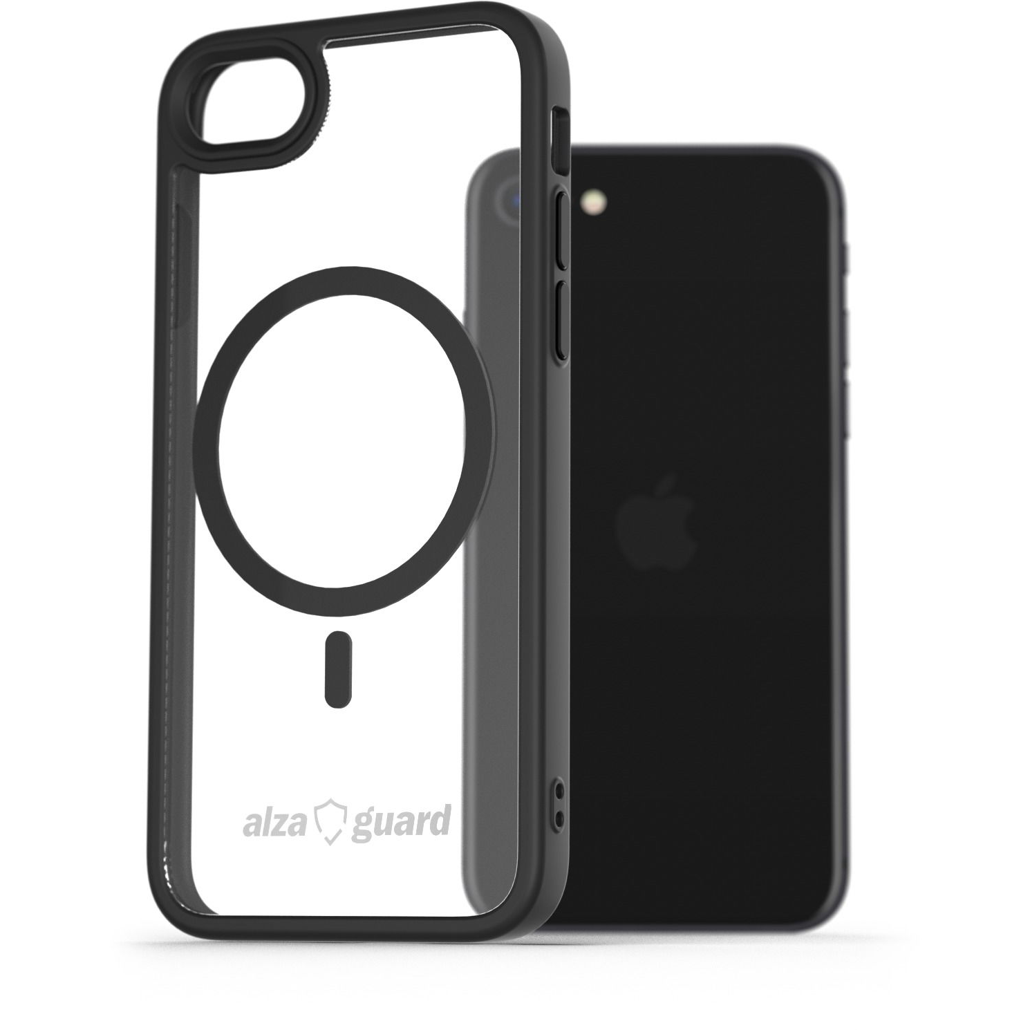 AlzaGuard iPhone 7 / 8 / SE 2020 / SE 2022 Clear TPU Case Compatible with Magsafe fekete tok (AGD-PCMT30B)