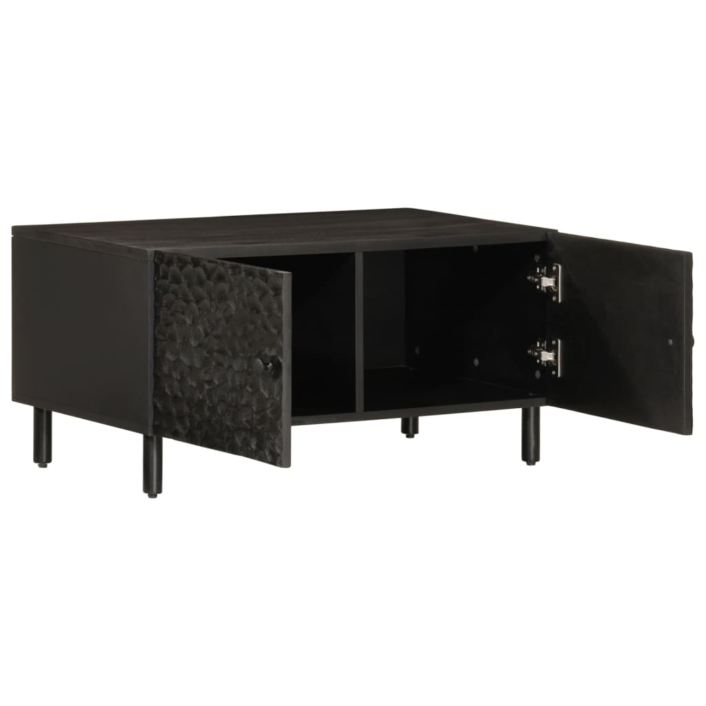 fekete tömör mangófa dohányzóasztal 80 x 50 x 40 cm (356824)