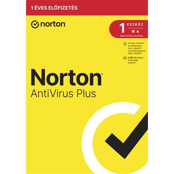 NortonLifeLock Norton AntiVirus Plus 2GB 1 felhasználó 1 eszköz 1 év dobozos vírusirtó szoftver (21416693) (21416693)