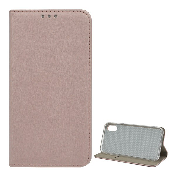 Tok álló, bőr hatású (FLIP, oldalra nyíló, asztali tartó funkció) ROZÉARANY 2 [Apple iPhone XS Max 6.5] (5996457845606)