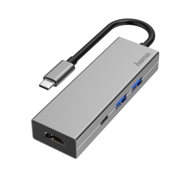 Hama 00200107 dokovací stanice/replikátor portů USB 3.2 Gen 1 (3.1 Gen 1) Type-C Antracit, Šedá