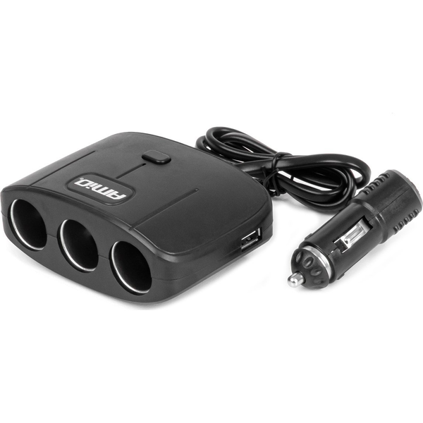AMiO , Szivargyújtó Elosztó 3-as, 70cm Hosszabbítóval, 100W 12/24V (0504362)