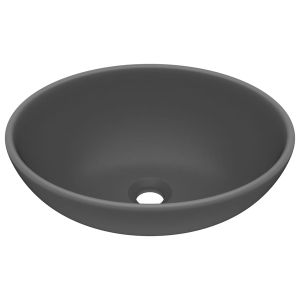 ovális matt sötétszürke kerámia luxus mosdókagyló 40 x 33 cm
