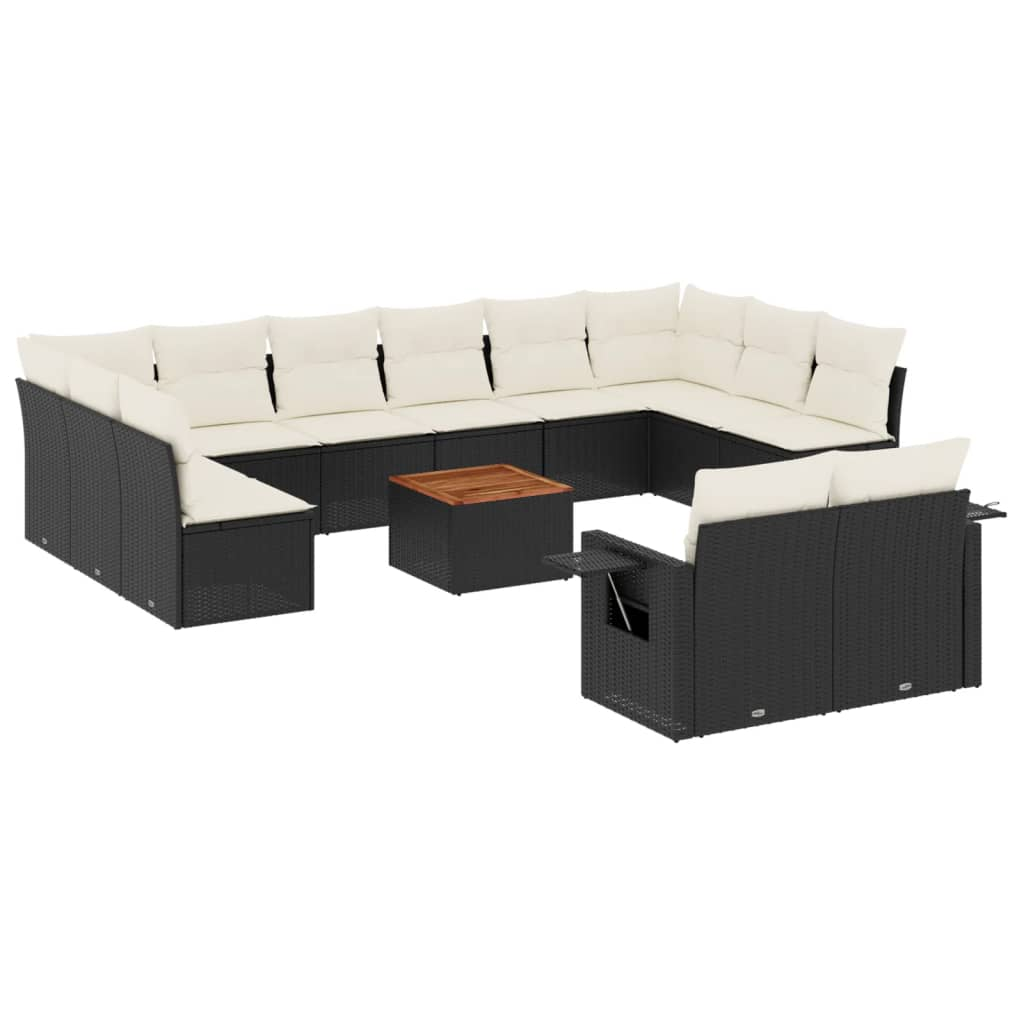 13 részes fekete polyrattan kerti ülőgarnitúra párnákkal (3224796)