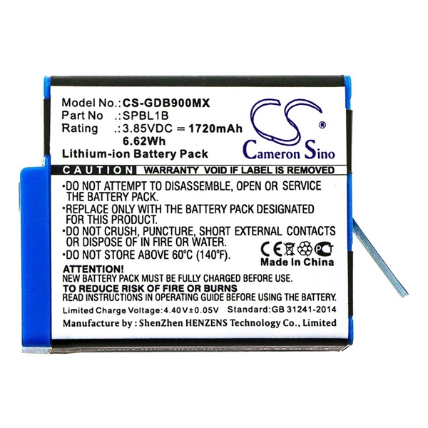 Cameron Sino CS-GDB900MX Gopro SPBL1B Akciókamera akkumulátor 1720 mAh (CS-GDB900MX)