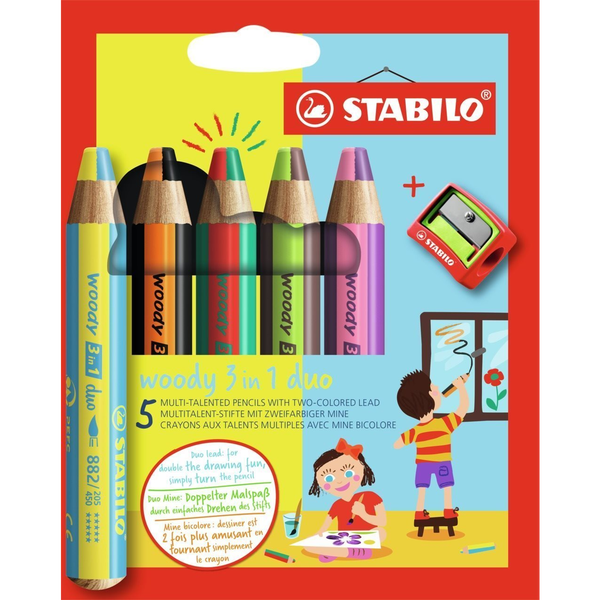 STABILO woody 3 in 1 duo Многоцветен 5 броя