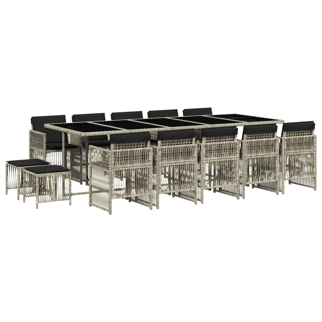 15 részes szürke polyrattan kerti étkezőgarnitúra párnákkal (3210995)