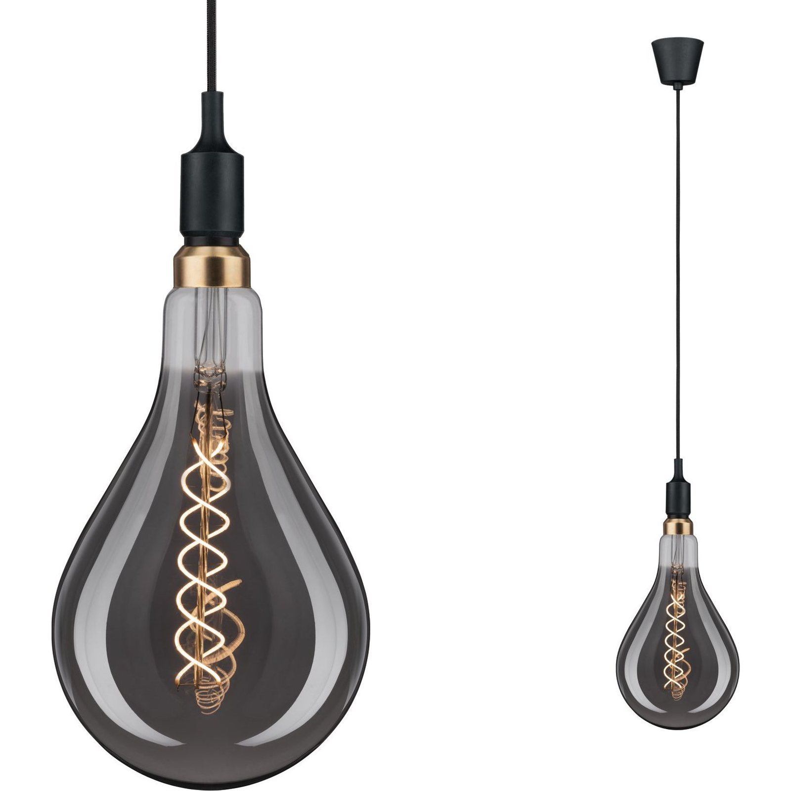 Paulmann 50381 Neordic Ketil 1 ágú függeszték, bura nélküli, szövet kábellel, fekete, E27 foglalat, IP20 (PL50381)