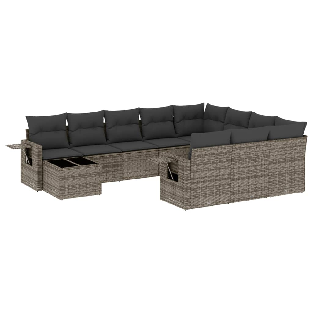 11 részes szürke polyrattan kerti ülőgarnitúra párnákkal (3253067)