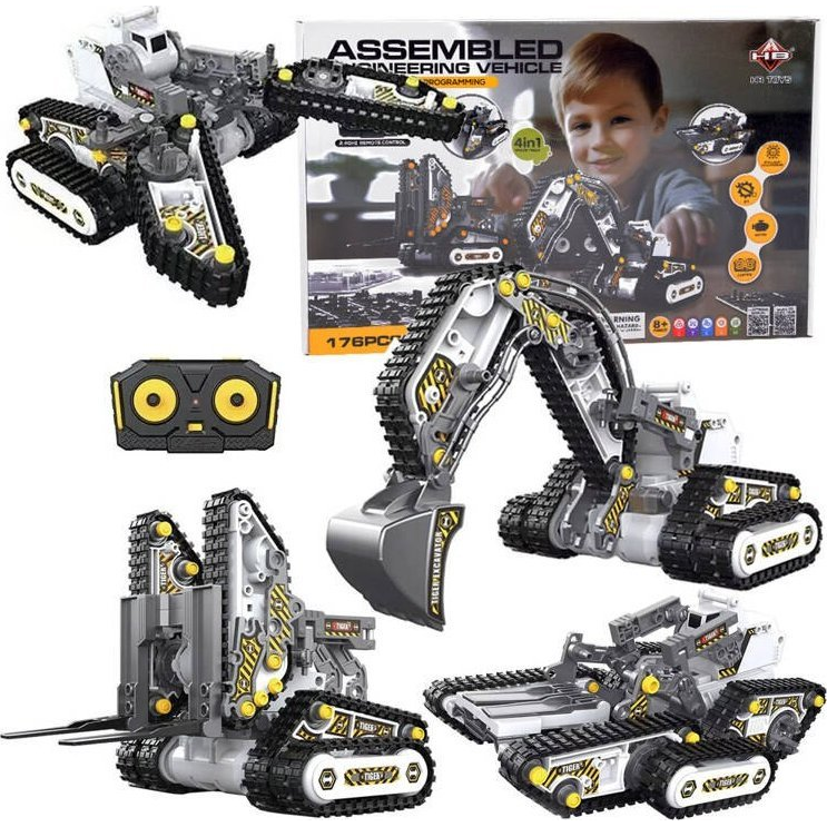 4 Az 1-Ben Munkagép Építőjáték - 176 Építőelemből Álló Készlet (RC0665)