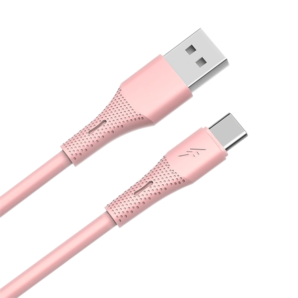 AVAX CB3303 18W USB-A  USB-C gyorstöltő szilikon kábel, 1.5 m, rózsaszín (AVAX_CB3303)