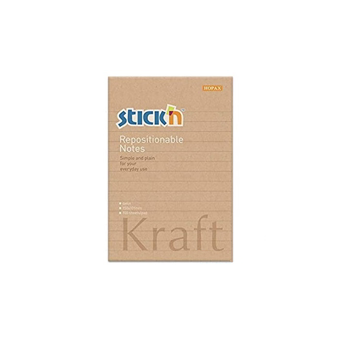 StickN KraftNotes 150x101mm Vonalas jegyzettömb - Natúr (100 lap / tömb) (21641)