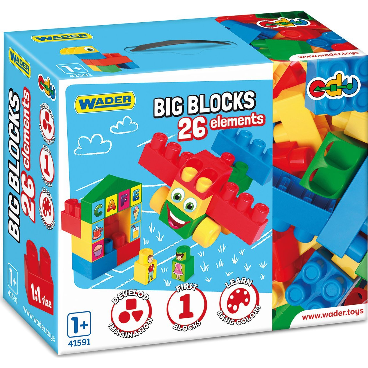 Nagy építőkocka szett kék elemekkel 26db-os - Wader (GXP-917358)