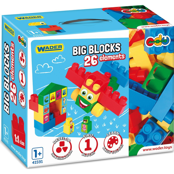 Nagy építőkocka szett kék elemekkel 26db-os - Wader