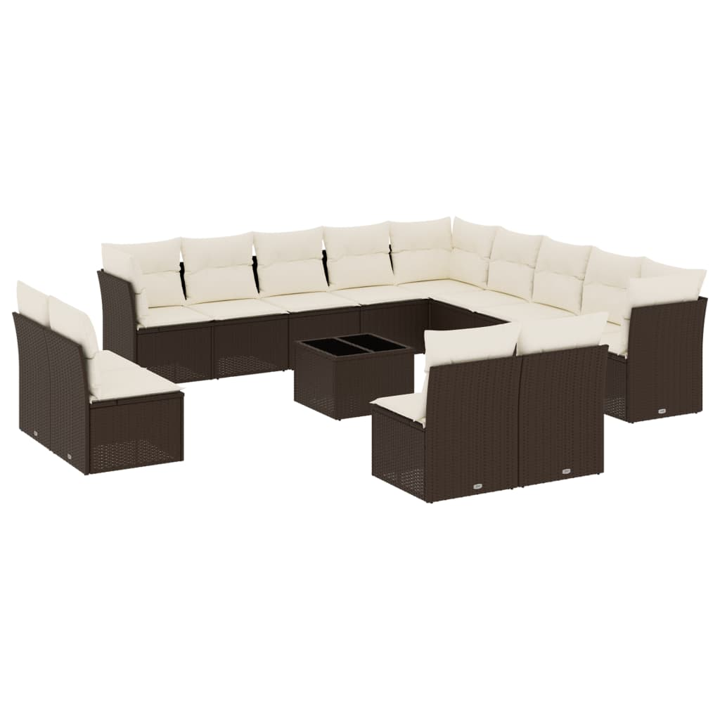 14 részes barna polyrattan kerti ülőgarnitúra párnákkal (3218503)