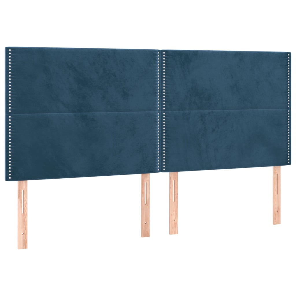 4 db sötétkék bársony fejtámla 80 x 5 x 78/88 cm (3116250)
