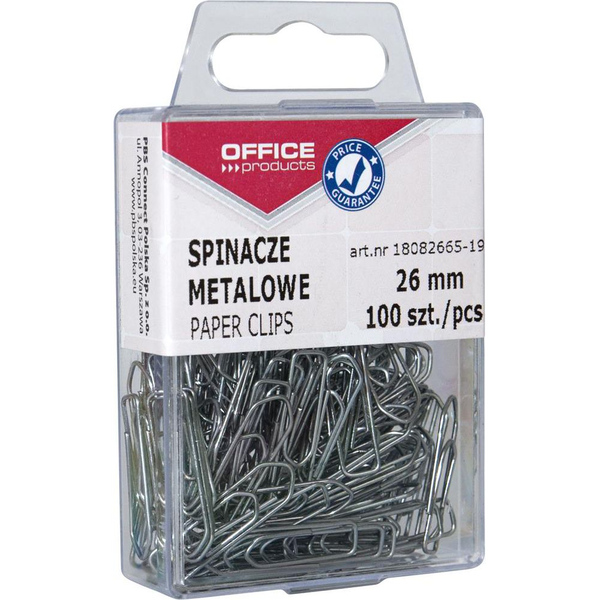  Office Products Spinacze metalowe, 26mm, w pudełku, 100szt, srebrne (5901503666142)