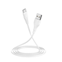Кабел за данни и зареждане USB към MicroUSB Borofone Optimal BX18, 3 м, Бял