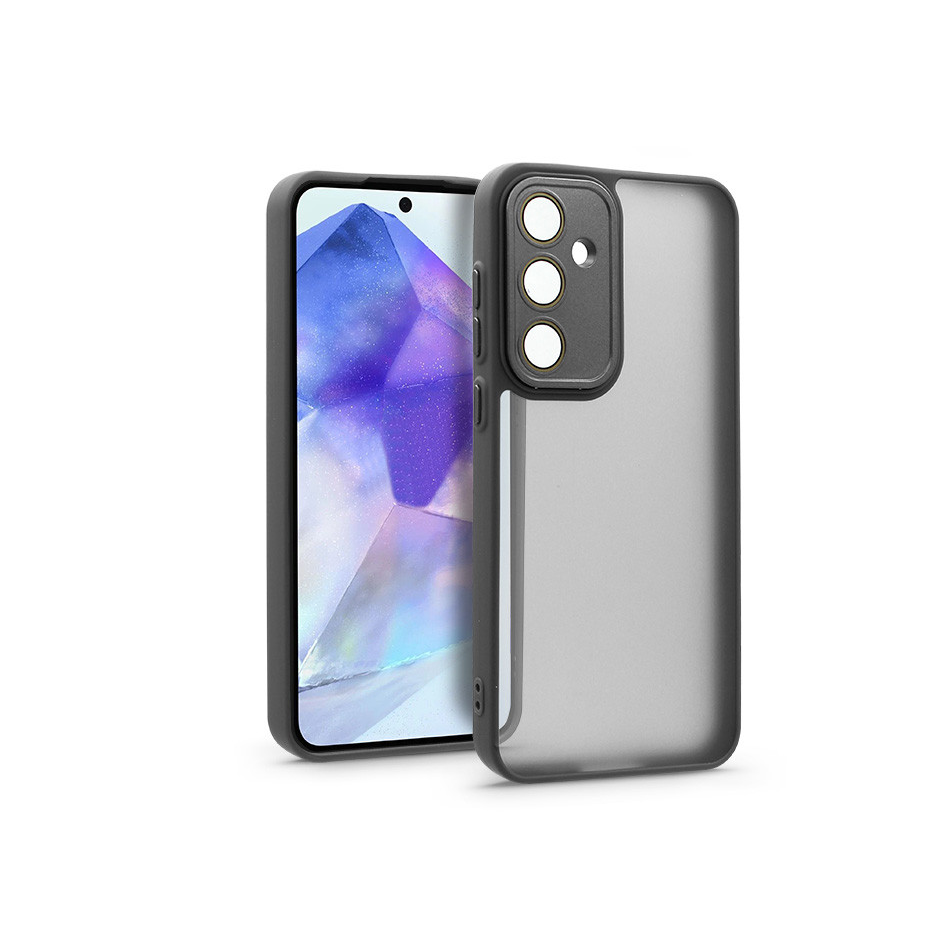 Samsung SM-A556 Galaxy A55 hátlap kameravédő peremmel, lencsevédő üveggel - Variete - fekete (HF268106)