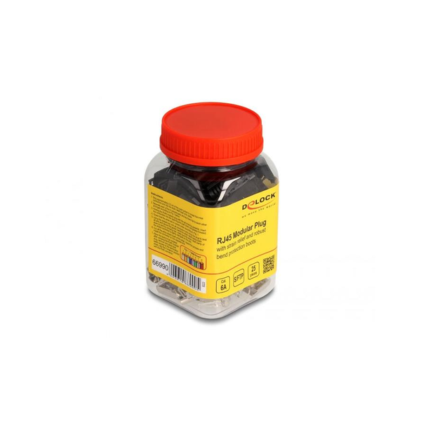 DELOCK RJ45 Modularer Stecker Cat.6A mit Zugentlastung 25Stk
