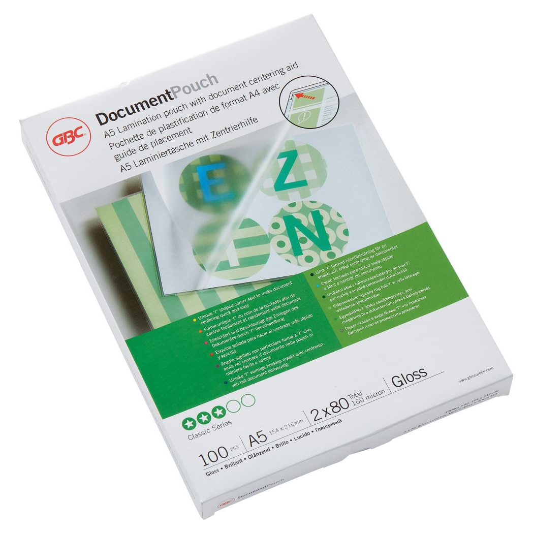 GBC Meleglamináló fólia, 80 mikron, A5, fényes, 100db (IB575037) (IB575037)